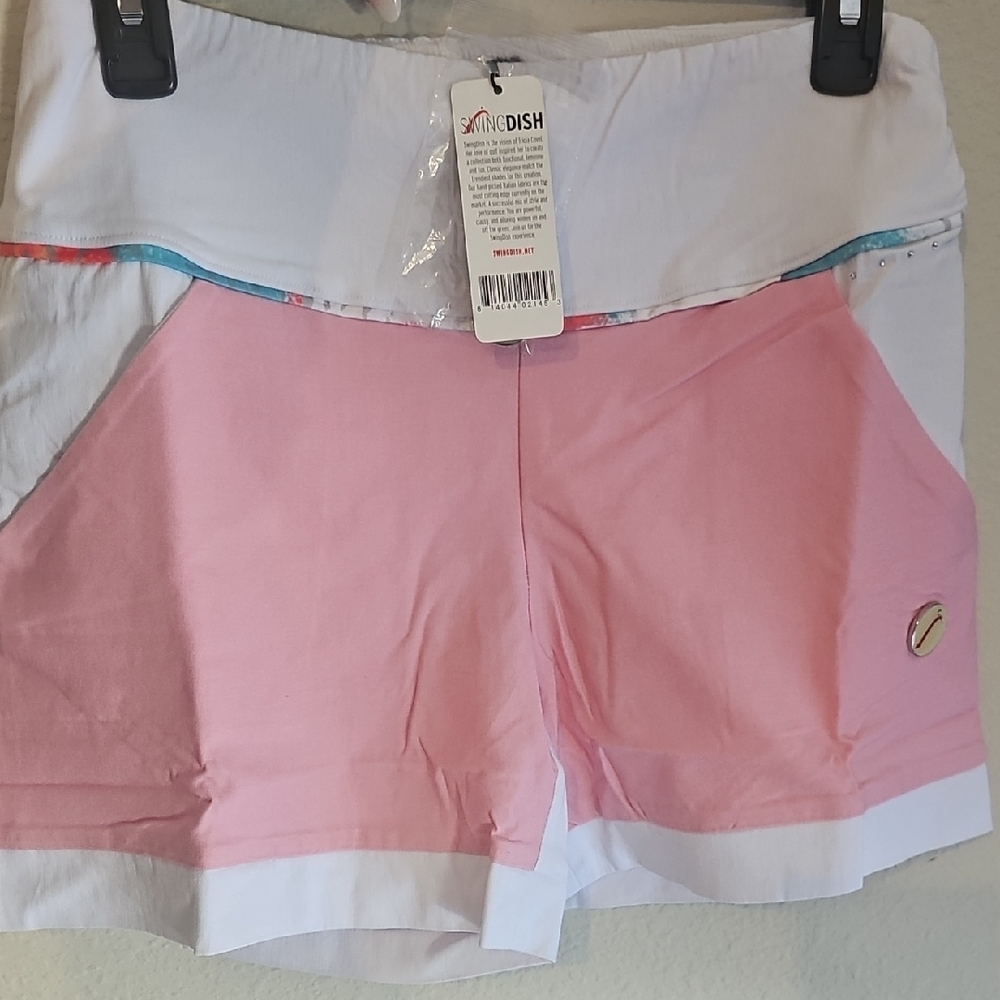 Swingdish Women's Pink and White Golf Shorts NWT Sz Medium - Picture 5 of 7